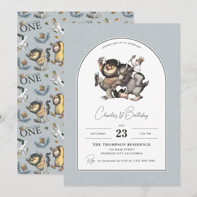 Invitation Où sont les monstres ? | Arch Anniversaire (Devant / Derrière)