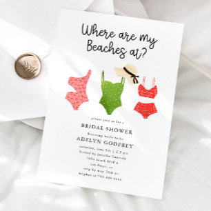 Invitation Où Sont Mes Plages À La Fête des mariées