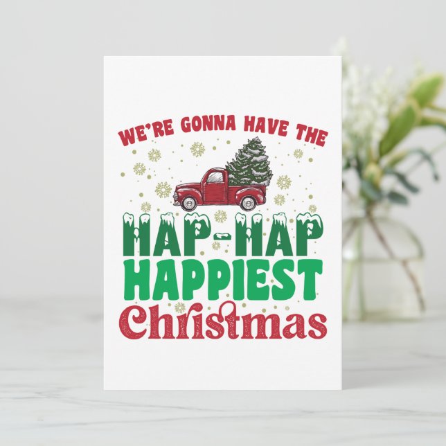 Invitation Où Vont Avoir Le Hap Hap Happy Plus Joyeux Noël (Debout devant)