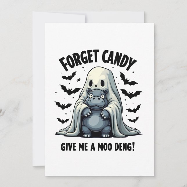 Invitation Oubliez Candy Donnez-Moi Moo Deng Halloween Ghost (Devant)