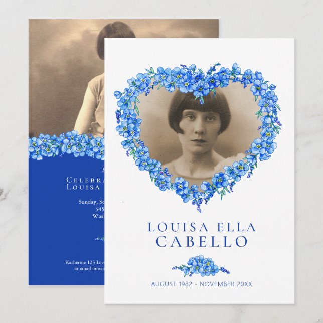 Invitation Oubliez les funérailles célébrations de la vie ble (Devant / Derrière)