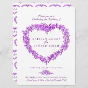 Invitation Oubliez-moi l'art cardiaque mariage violet blanc