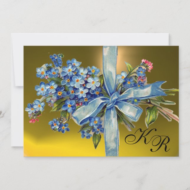 Invitation OUBLIEZ-MOI NOTES MONOGRAM MARIAGE PARTI bleu jaun (Devant)