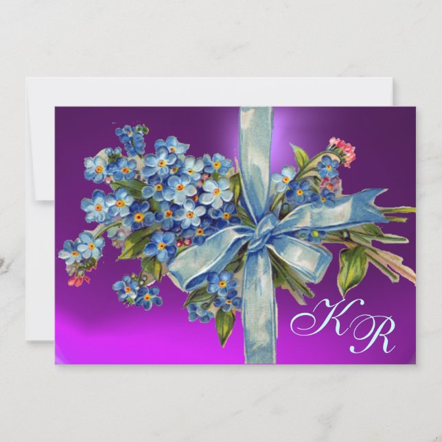 Invitation OUBLIEZ-MOI NOTES MONOGRAM MARIAGE PARTI bleu viol (Devant)