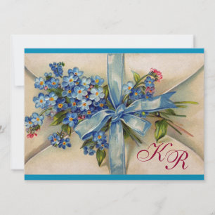 Invitation OUBLIEZ-MOI NOTES MONOGRAM, MARIAGE PARTI or bleu