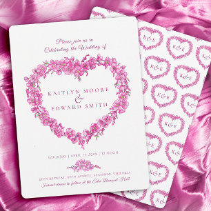 Invitation Oubliez-moi pas coeur art mariage rose blanc