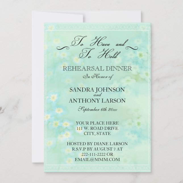 Invitation Oubliez Moi Pas Floral Mariage Rehearssel Invitati (Devant)