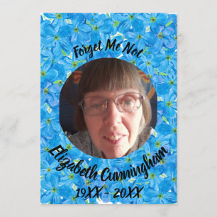 Invitation Oubliez-moi pas Poem Blue Floral Photo Memorial Ca