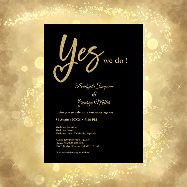 Invitation oui Nous faisons élégant Mariage d'or noir (Créateur téléchargé)