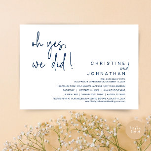 Invitation Oui, On L'A Fait, Mariage Elopement, Navy Blue