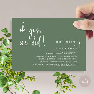 Invitation Oui, On L'A Fait, Mariage Elopement, Sage Green