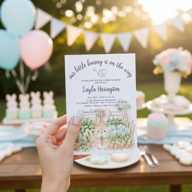 Invitation Our Little Bunny Is On The Way Garden Baby Shower (Créateur téléchargé)