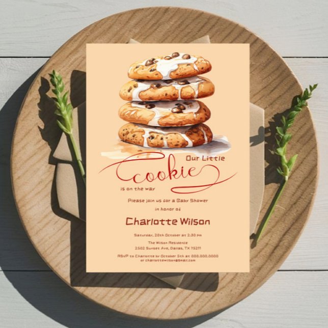 Invitation Our Little Cookie Is On The Way Cute Baby Shower (Créateur téléchargé)