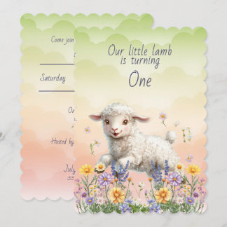 Invitation Our Little Lamb Is Turning One Baby Birthday