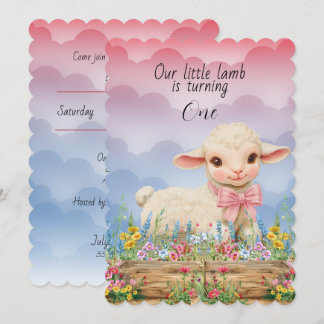 Invitation Our Little Lamb Is Turning One Baby Birthday