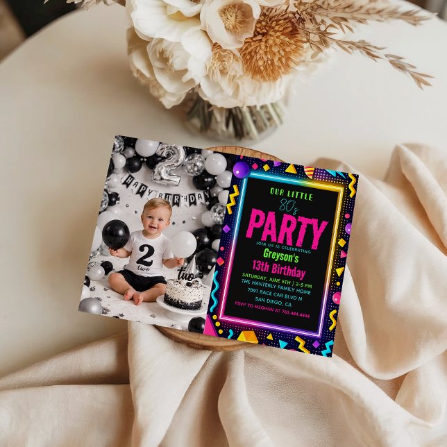 Invitation our little Retro Neon 80's Birthday Party photo (our little Retro Neon 80's Birthday Party photo Invitation
#RetroBirthdayParty #80sBirthday #Neon)