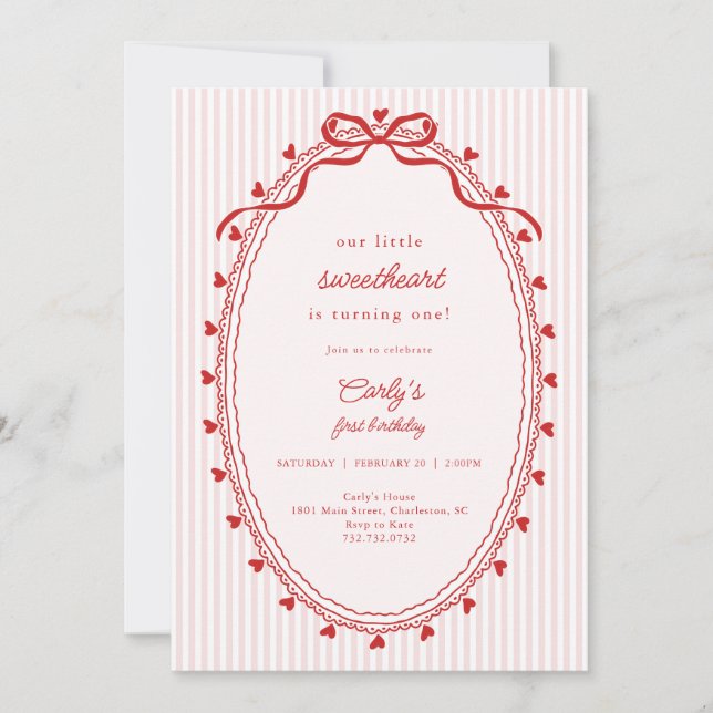 Invitation Our Little Sweetheart Birthday (Devant)