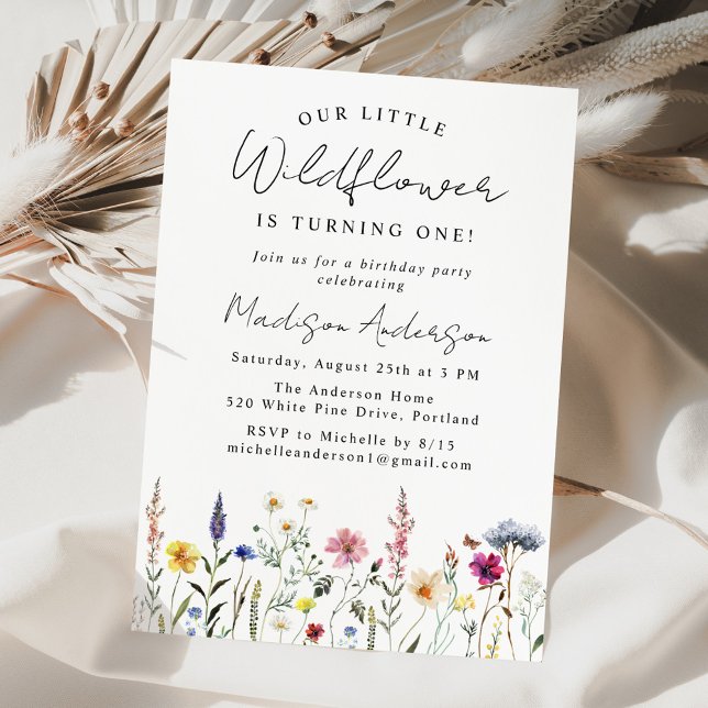 Invitation Our Little Wildflower 1st Birthday Party (Créateur téléchargé)