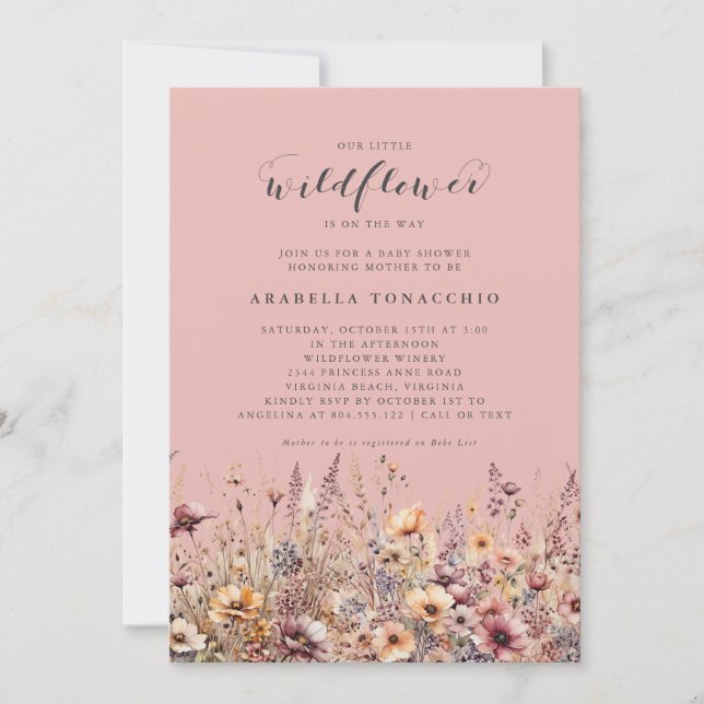 Invitation Our Little Wildflower Fall Floral Baby Shower (Devant)