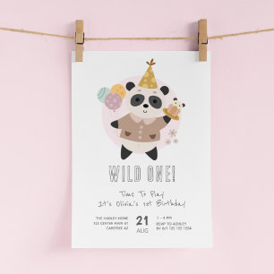 Invitation Ouragan Panda Mignon 1er Anniversaire