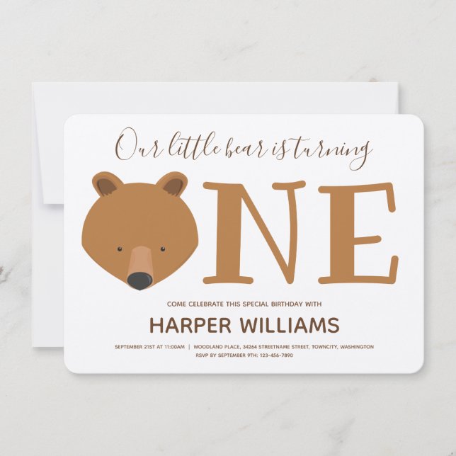 Invitation Ours 1er anniversaire fête (Devant)