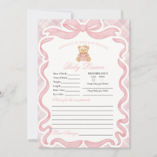 Invitation Ours à nœud papillon rose Coquette Fille Conseils