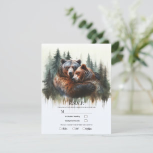 Invitation Ours aquarelle RSVP Wilderness rustique