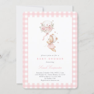 Invitation Ours avec Baby shower de ballon fille