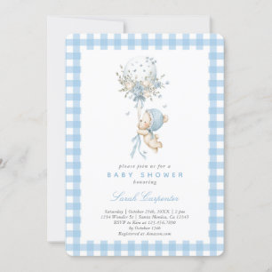 Invitation Ours avec ballon Baby Shower Garçon