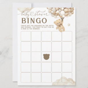 Invitation Ours avec ballons Jeu de Baby shower neutre