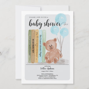 Invitation Ours avec livres Bearly Wait Boy Baby shower