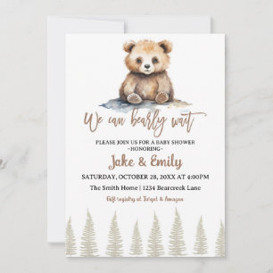 Invitation Ours Baby shower Bearly Wait Woodland Teddy