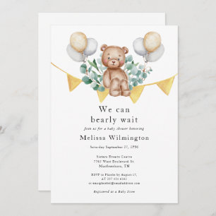 Invitation Ours Baby shower Eucalyptus Bois Animaux