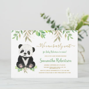 Invitation Ours Baby shower Verdure Aquarelle botanique