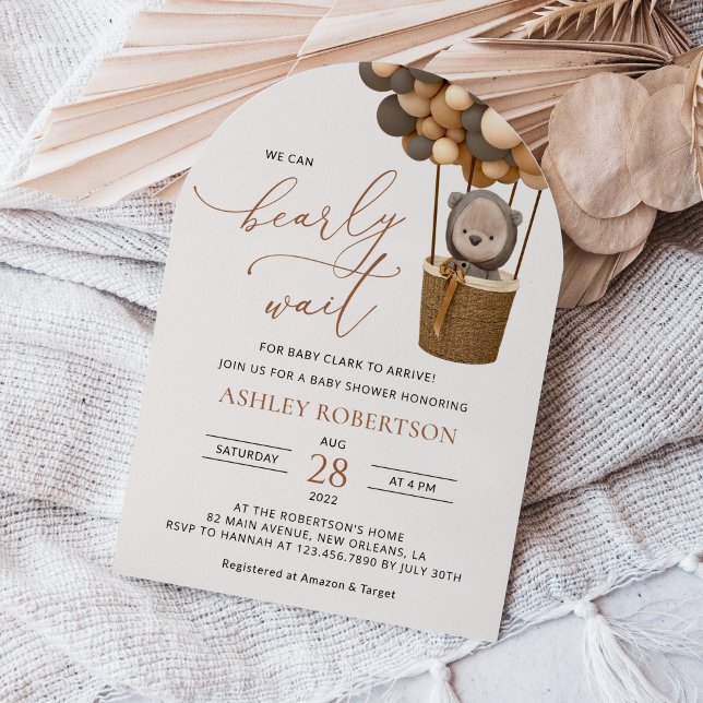 Invitation Ours, Ballons Brown, Ballons à air chaud, Baby sho (Créateur téléchargé)
