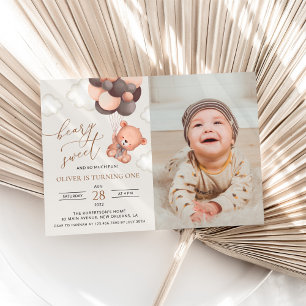 Invitation Ours, Ballons Brown, Premier Anniversaire