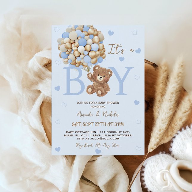 Invitation Ours Bleu C'est un Garçon Baby Shower  (Créateur téléchargé)