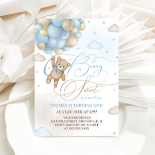 Invitation Ours Bleu Garçon 1er Anniversaire