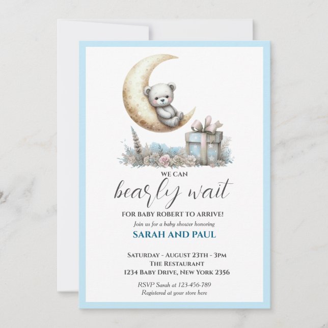 Invitation Ours Bleu Teddy On Peut Attendre (Devant)