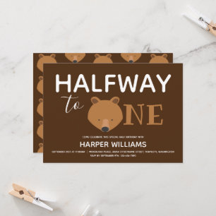 Invitation Ours Brown Six Mois Bébé Demi-Anniversaire