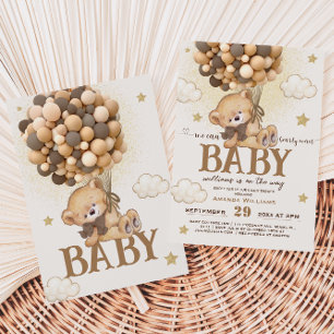 Invitation Ours Brun Attend avec Impatience la Baby Shower