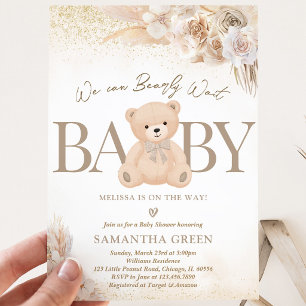 Invitation Ours Brun Genre Neutre Baby Shower Bohème