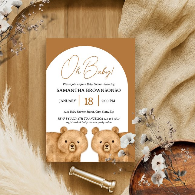 Invitation Ours Brun Oh Baby Shower (Créateur téléchargé)