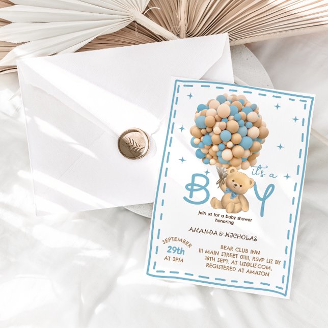 Invitation Ours C'est un Garçon Baby Shower Bleu (Créateur téléchargé)