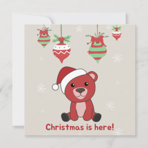 Invitation Ours Colorés Joyeux Noël Animaux d'Hiver Ours