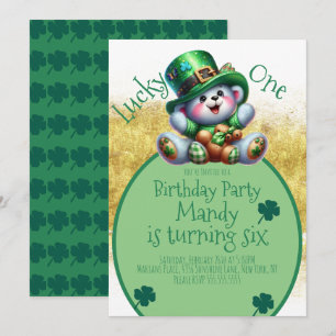 Invitation Ours d'anniversaire de la Saint-Patrick Chanceux