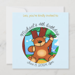 Invitation Ours dans l'anniversaire de prairie 