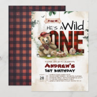 Ours de bûcheron première fête d'anniversaire Invi