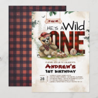 Ours de bûcheron première fête d'anniversaire Invi