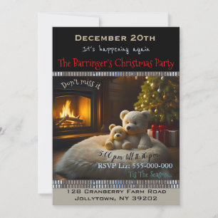 Invitation Ours de la fête de Noël du Feu